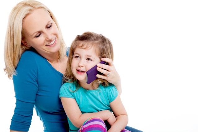 Mom and daughter with iPhone cover