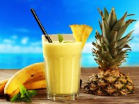 Healthy tropical summer smoothie for kids