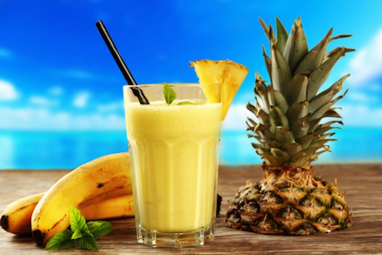 Healthy tropical summer smoothie for kids