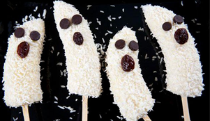 Halloween frozen banana ghost pops for kids